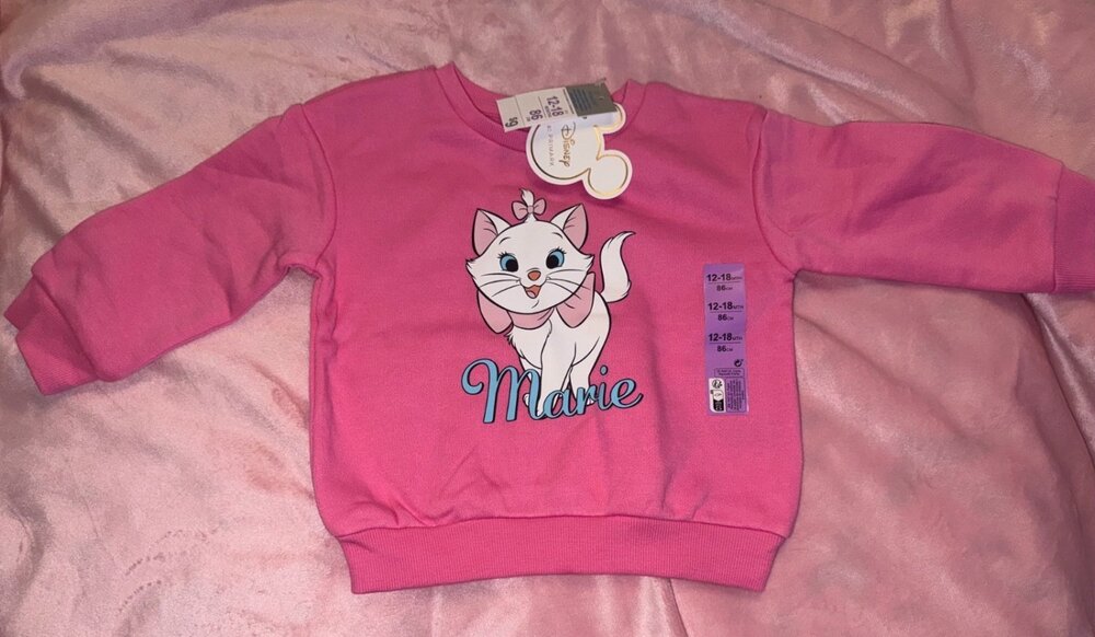 Disney Marie Sweatshirt & Joggers Pink Primark 12-18 Months NEW - Picture 6 of 10